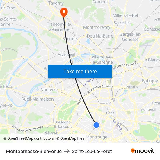Montparnasse-Bienvenue to Saint-Leu-La-Foret map