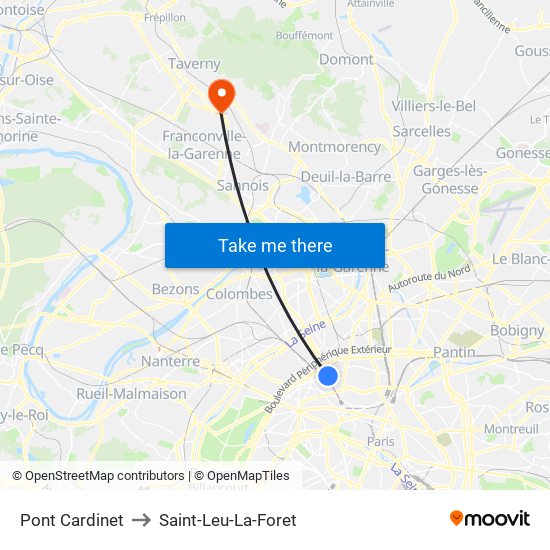 Pont Cardinet to Saint-Leu-La-Foret map