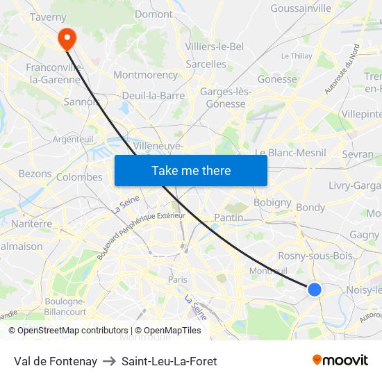 Val de Fontenay to Saint-Leu-La-Foret map