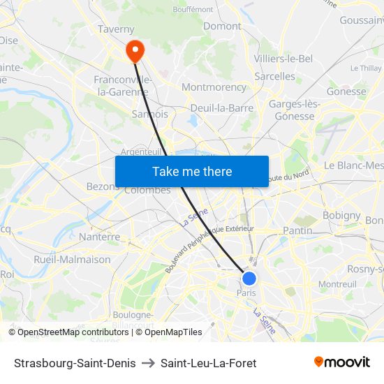 Strasbourg-Saint-Denis to Saint-Leu-La-Foret map