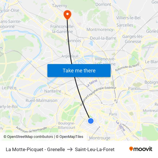 La Motte-Picquet - Grenelle to Saint-Leu-La-Foret map