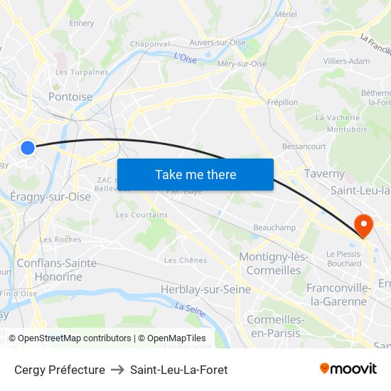 Cergy Préfecture to Saint-Leu-La-Foret map