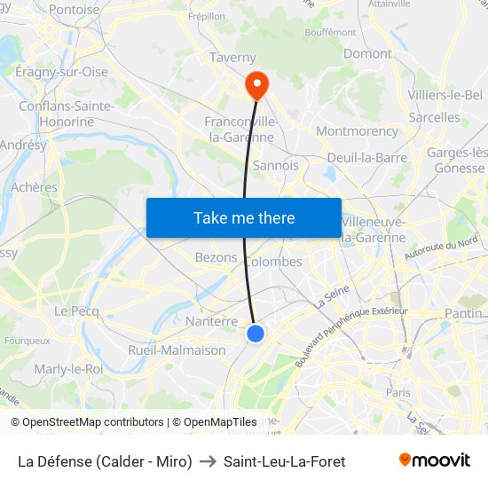 La Défense (Calder - Miro) to Saint-Leu-La-Foret map