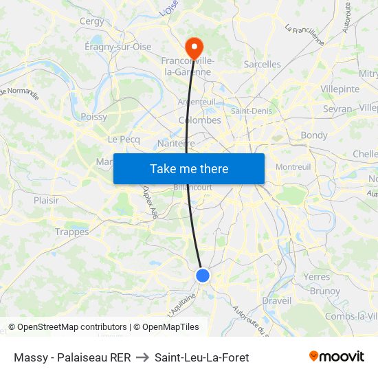 Massy - Palaiseau RER to Saint-Leu-La-Foret map
