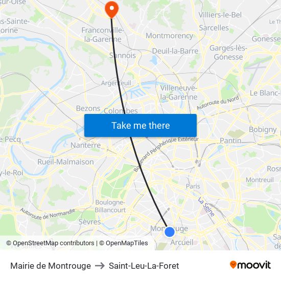 Mairie de Montrouge to Saint-Leu-La-Foret map