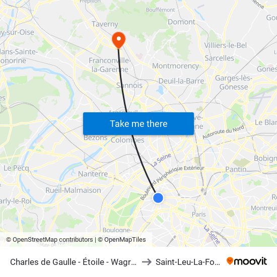 Charles de Gaulle - Étoile - Wagram to Saint-Leu-La-Foret map