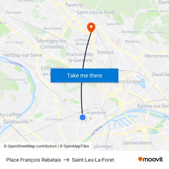 Place François Rabelais to Saint-Leu-La-Foret map