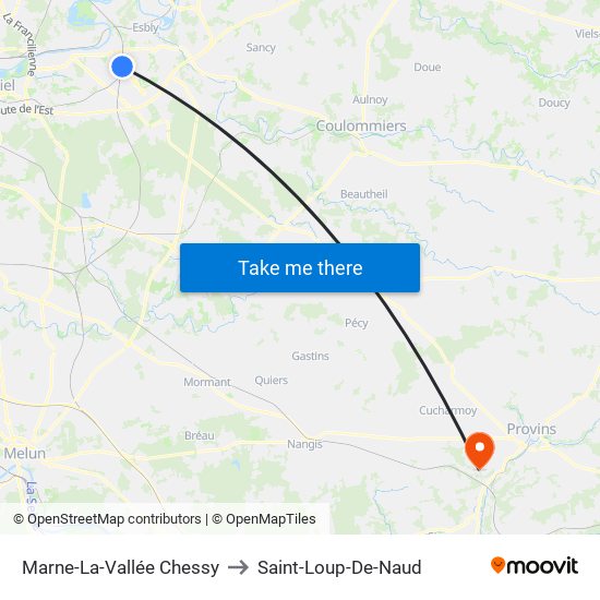 Marne-La-Vallée Chessy to Saint-Loup-De-Naud map