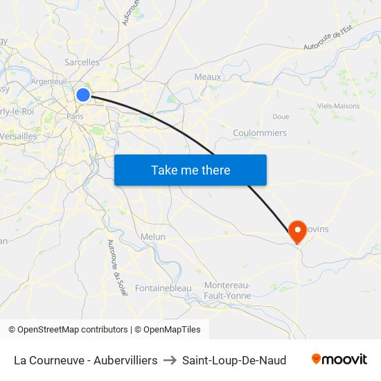 La Courneuve - Aubervilliers to Saint-Loup-De-Naud map