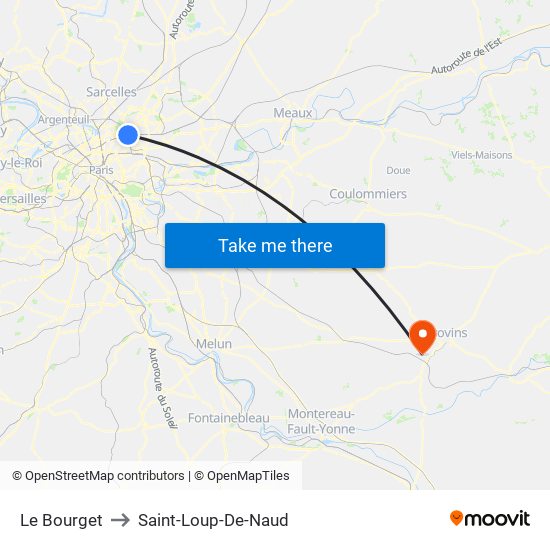 Le Bourget to Saint-Loup-De-Naud map