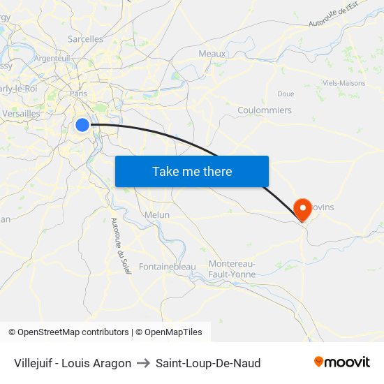 Villejuif - Louis Aragon to Saint-Loup-De-Naud map