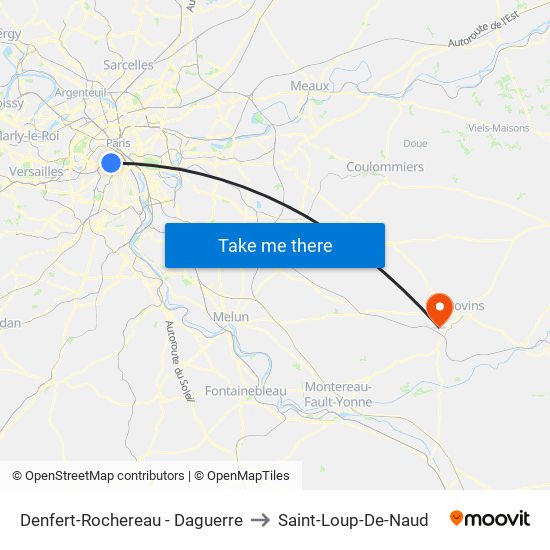 Denfert-Rochereau - Daguerre to Saint-Loup-De-Naud map