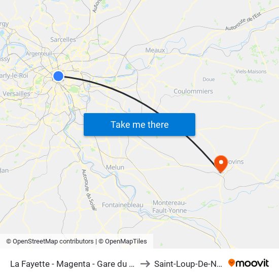 La Fayette - Magenta - Gare du Nord to Saint-Loup-De-Naud map