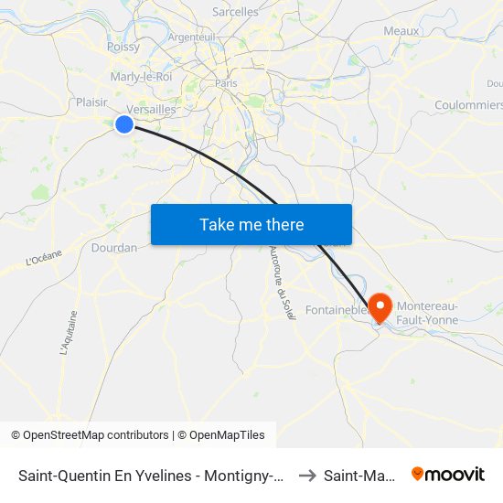 Saint-Quentin En Yvelines - Montigny-Le-Bretonneux to Saint-Mammes map