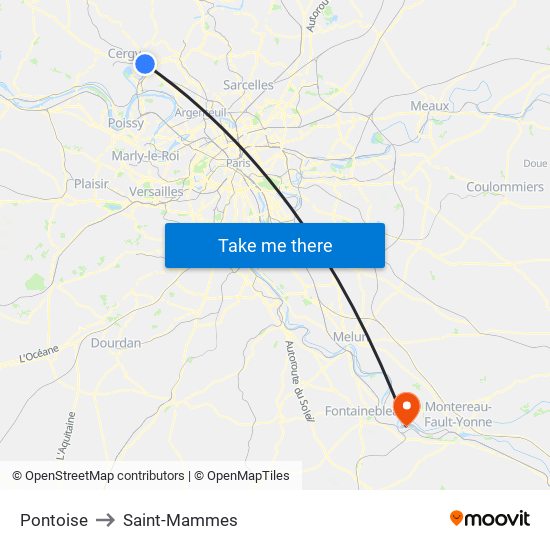 Pontoise to Saint-Mammes map