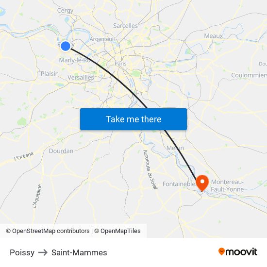 Poissy to Saint-Mammes map