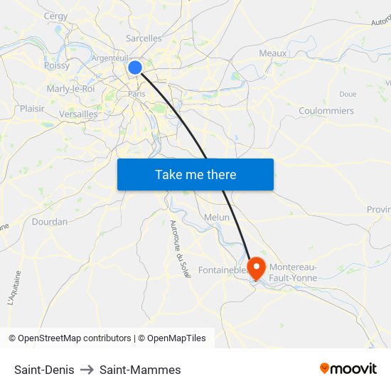 Saint-Denis to Saint-Mammes map