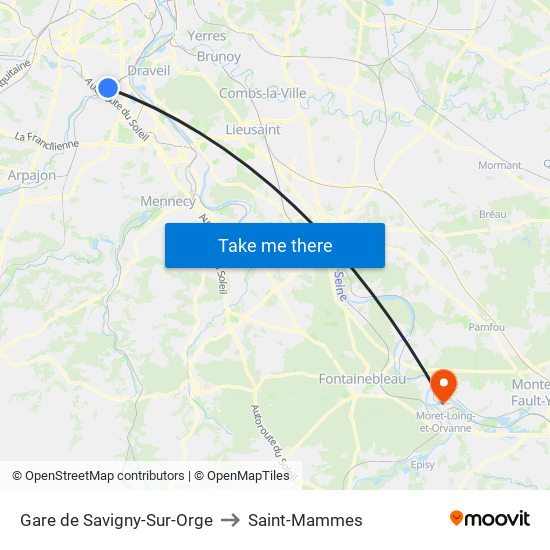 Gare de Savigny-Sur-Orge to Saint-Mammes map