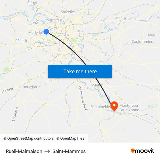 Rueil-Malmaison to Saint-Mammes map