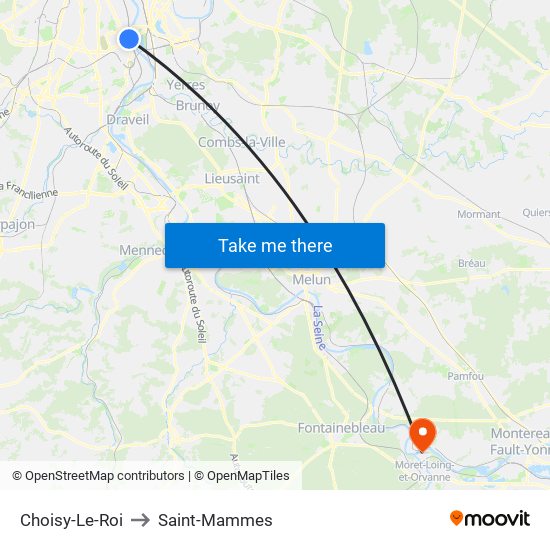 Choisy-Le-Roi to Saint-Mammes map