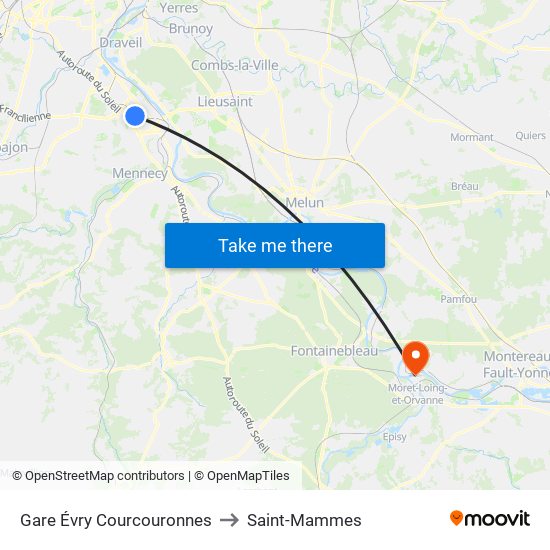 Gare Évry Courcouronnes to Saint-Mammes map