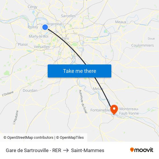 Gare de Sartrouville - RER to Saint-Mammes map