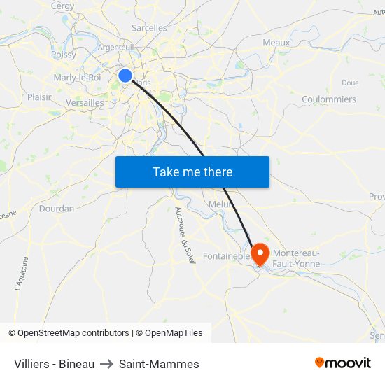 Villiers - Bineau to Saint-Mammes map