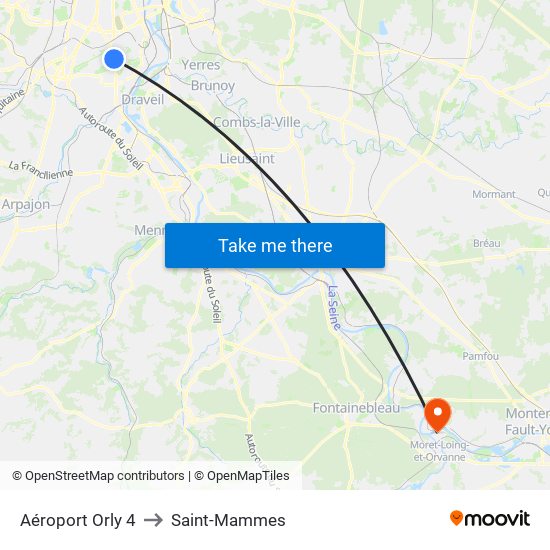 Aéroport Orly 4 to Saint-Mammes map