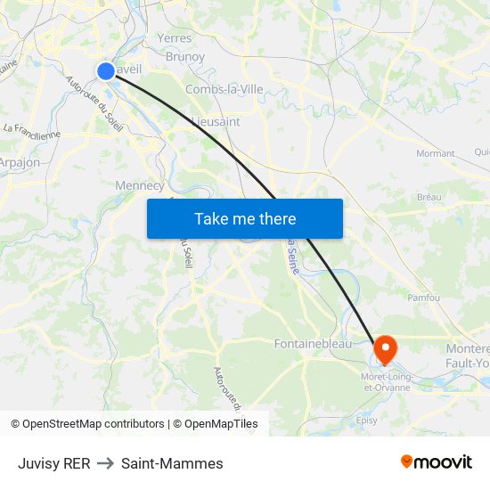 Juvisy RER to Saint-Mammes map