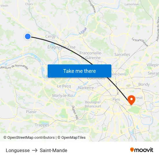 Longuesse to Saint-Mande map