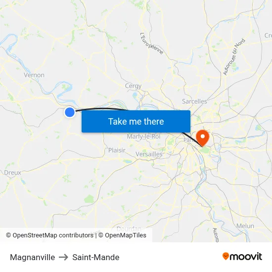 Magnanville to Saint-Mande map