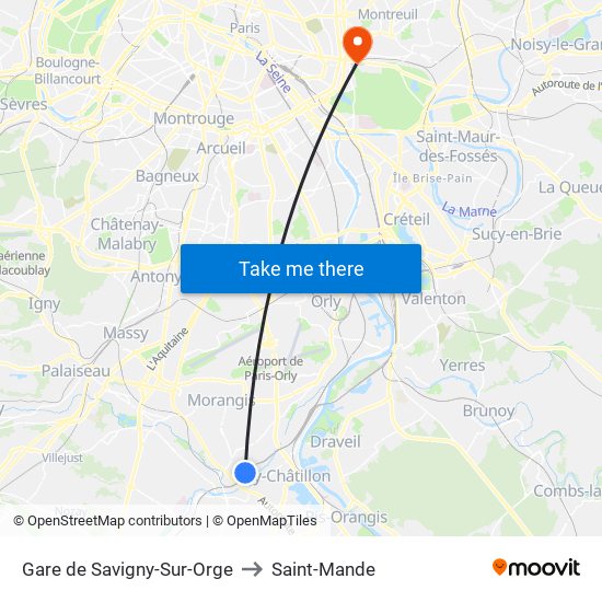 Gare de Savigny-Sur-Orge to Saint-Mande map