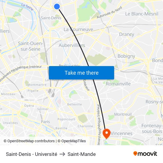 Saint-Denis - Université to Saint-Mande map