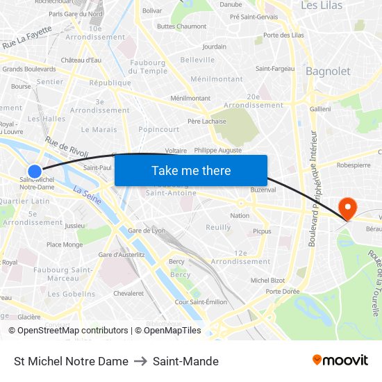 St Michel Notre Dame to Saint-Mande map