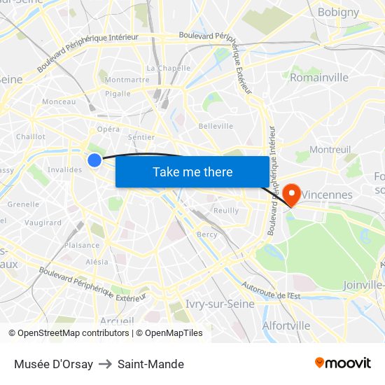 Musée D'Orsay to Saint-Mande map