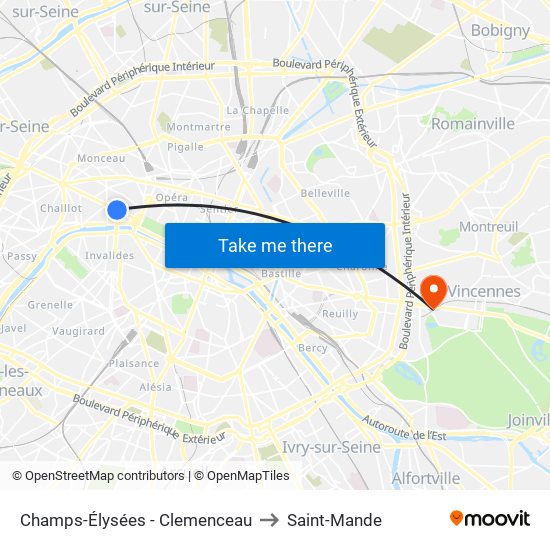 Champs-Élysées - Clemenceau to Saint-Mande map