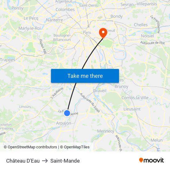 Château D'Eau to Saint-Mande map