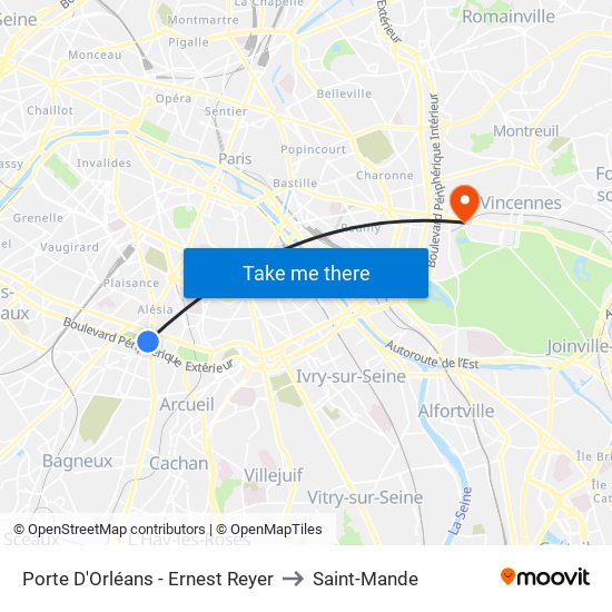 Porte D'Orléans - Ernest Reyer to Saint-Mande map