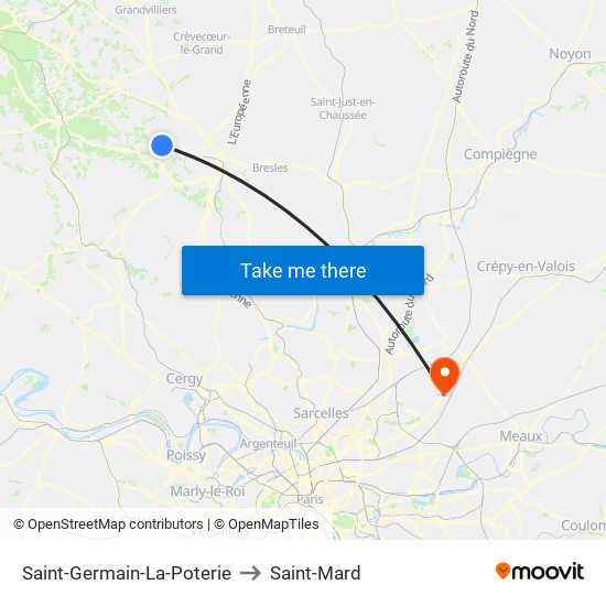 Saint-Germain-La-Poterie to Saint-Mard map