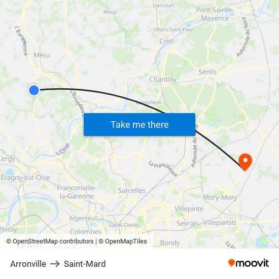 Arronville to Saint-Mard map