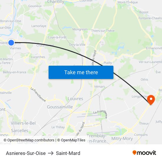 Asnieres-Sur-Oise to Saint-Mard map