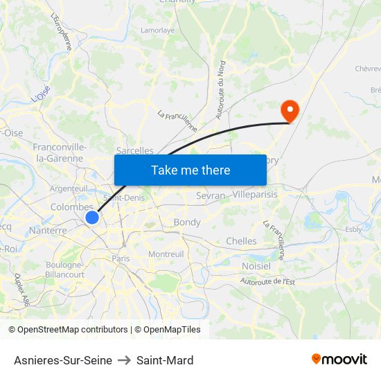 Asnieres-Sur-Seine to Saint-Mard map