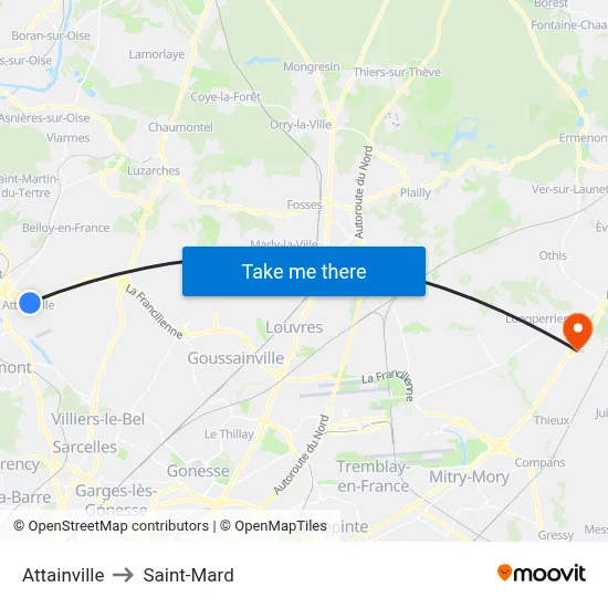 Attainville to Saint-Mard map