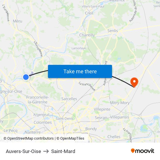 Auvers-Sur-Oise to Saint-Mard map