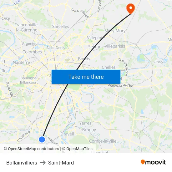 Ballainvilliers to Saint-Mard map