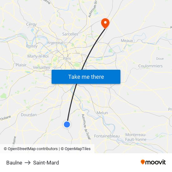 Baulne to Saint-Mard map