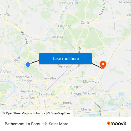 Bethemont-La-Foret to Saint-Mard map