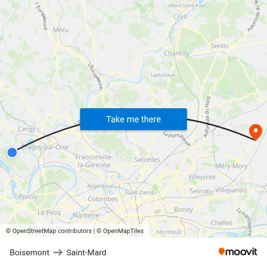 Boisemont to Saint-Mard map