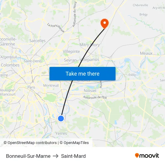 Bonneuil-Sur-Marne to Saint-Mard map