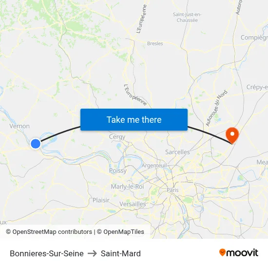 Bonnieres-Sur-Seine to Saint-Mard map